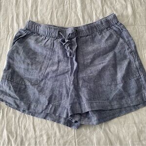 C&C Shorts Women’s M 100% Linen Light Summer Beach Vacation 3” Casual Blue